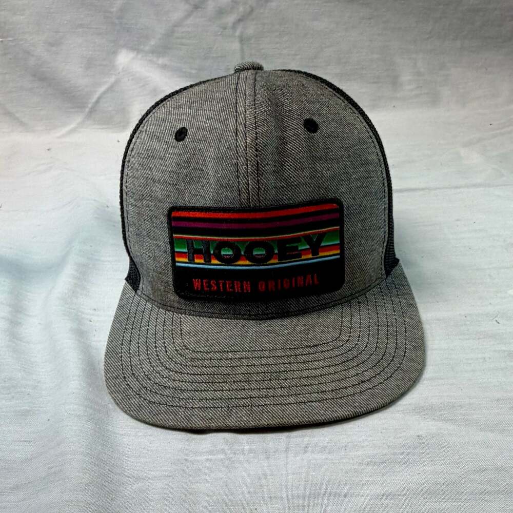 Hooey Horizon Western Original Grey and Black Trucker Hat with Serape Patch